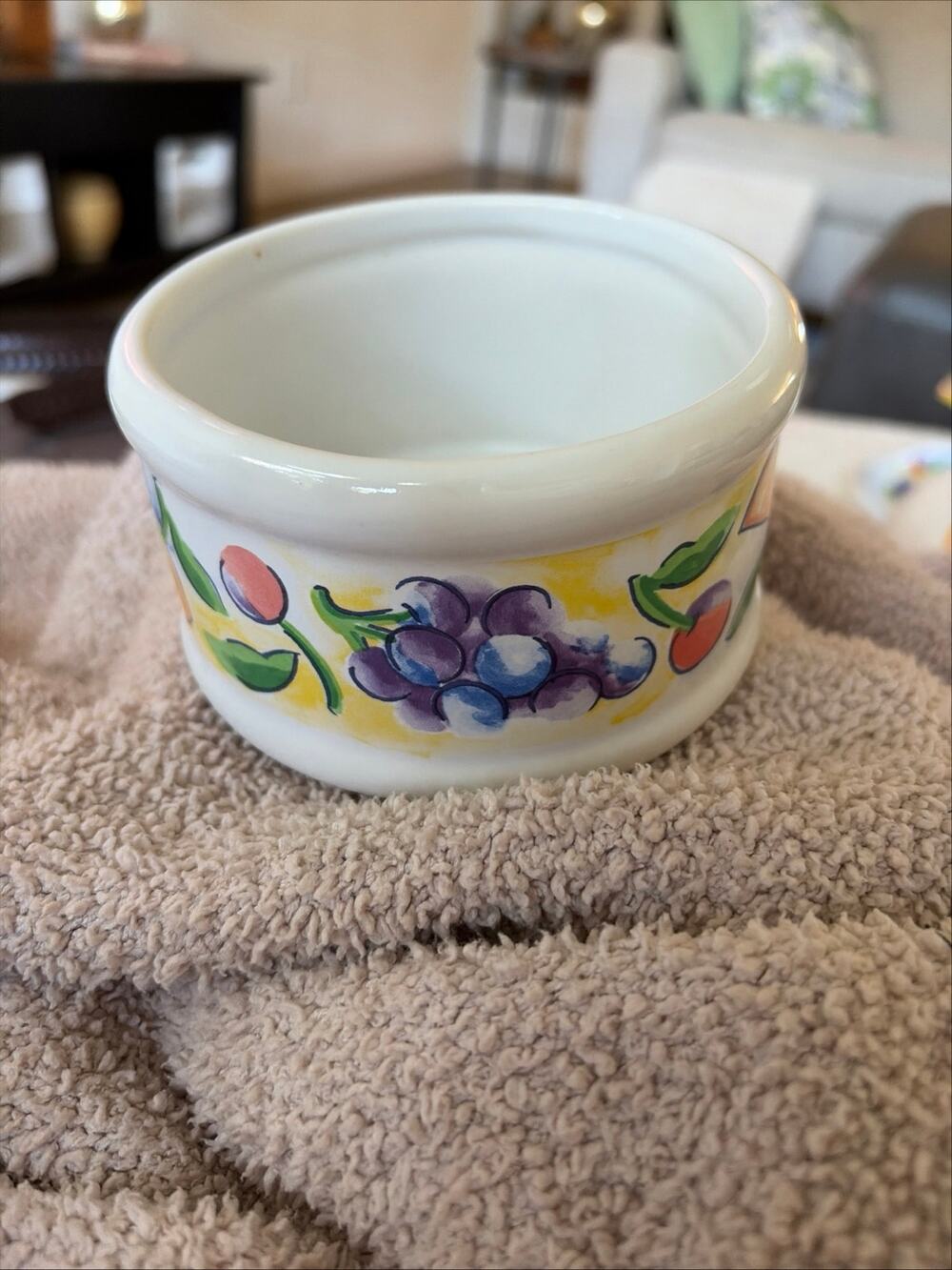 Vtg Corelle Fruit Basket Pattern Kitchen Sponge Holder Ramekin Bowl Corning Ware